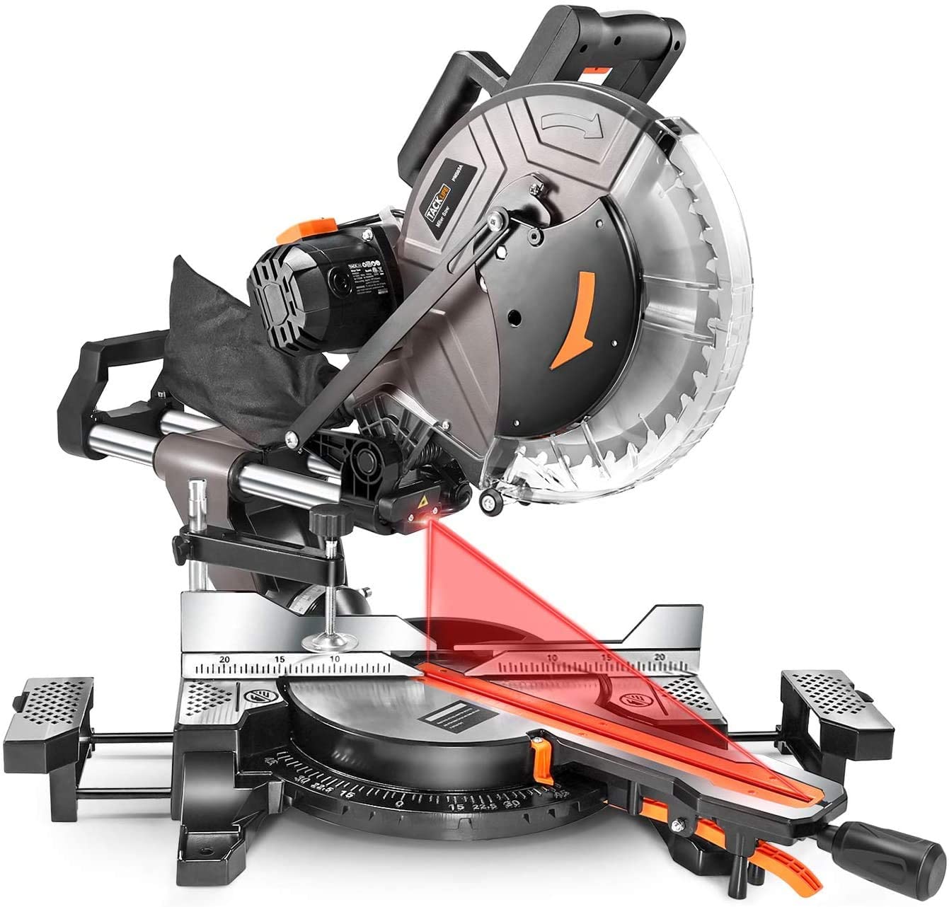 tacklife pms03a sliding compound miter saw isolated on white background